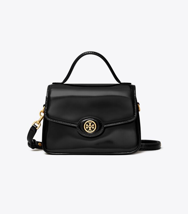 Women's Tory Burch Small Robinson Spazzolato Top- Handbag Black | VJUODP-482 - Tory Burch Outlet Sale