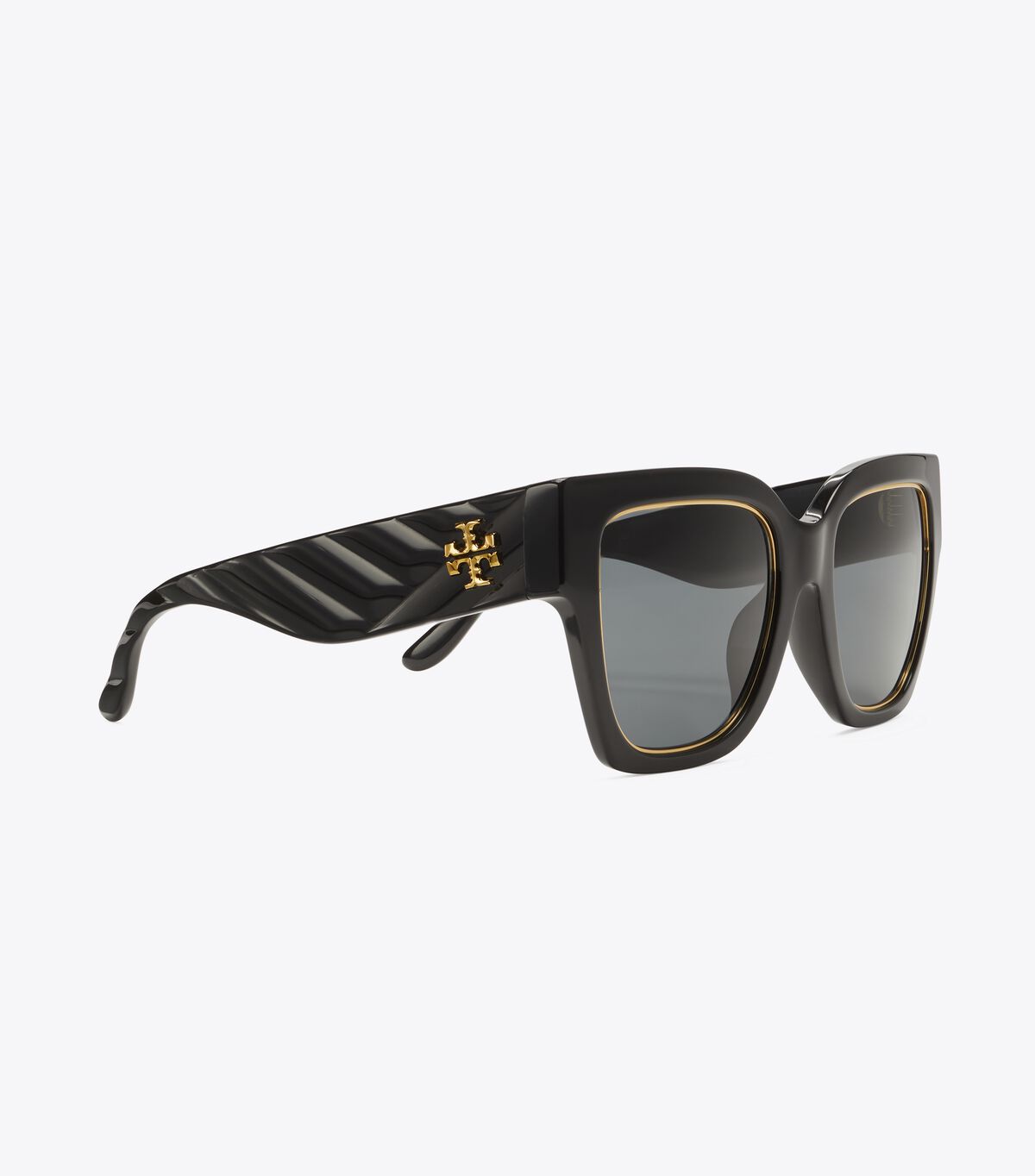Women's Tory Burch Kira Chevron Square Sunglasses Black / Grey | JEUPKG-376 - Tory Burch Outlet Sale