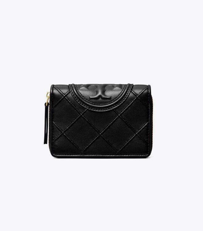 Women's Tory Burch Fleming Soft Bi-fold Wallets Black | SZQUCF-026 - Tory Burch Outlet Sale