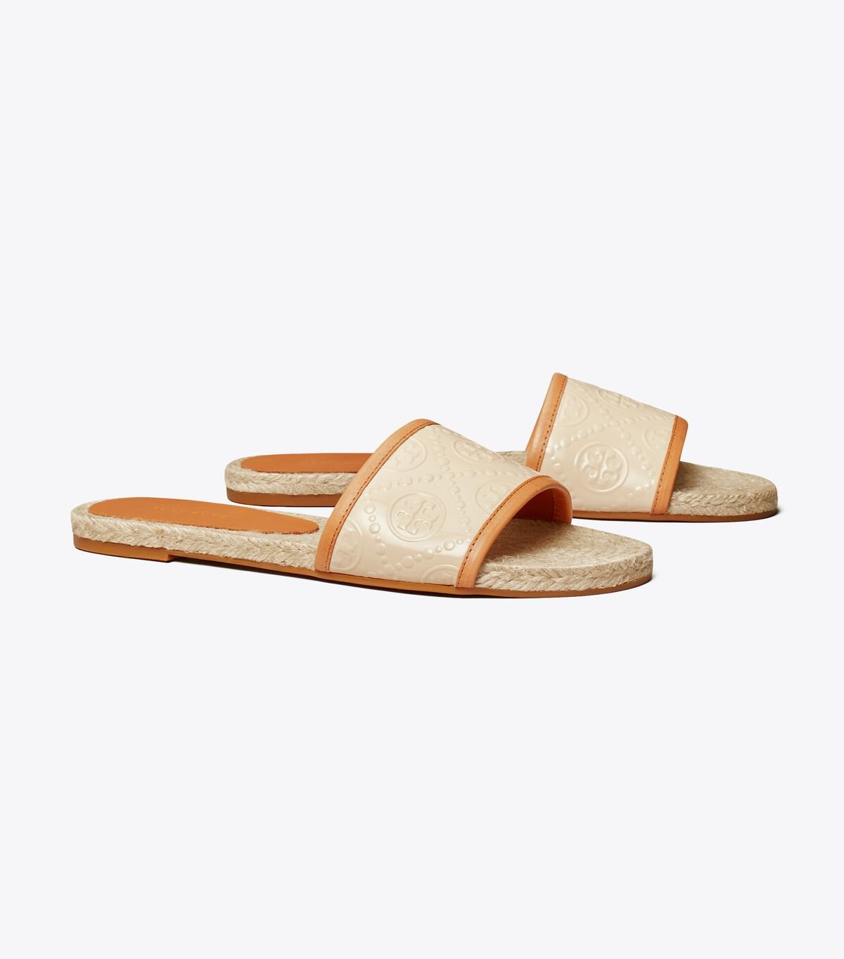 Women's Tory Burch T Monogram Espadrille Slides Cream | KYUIJT-329 - Tory Burch Outlet Sale