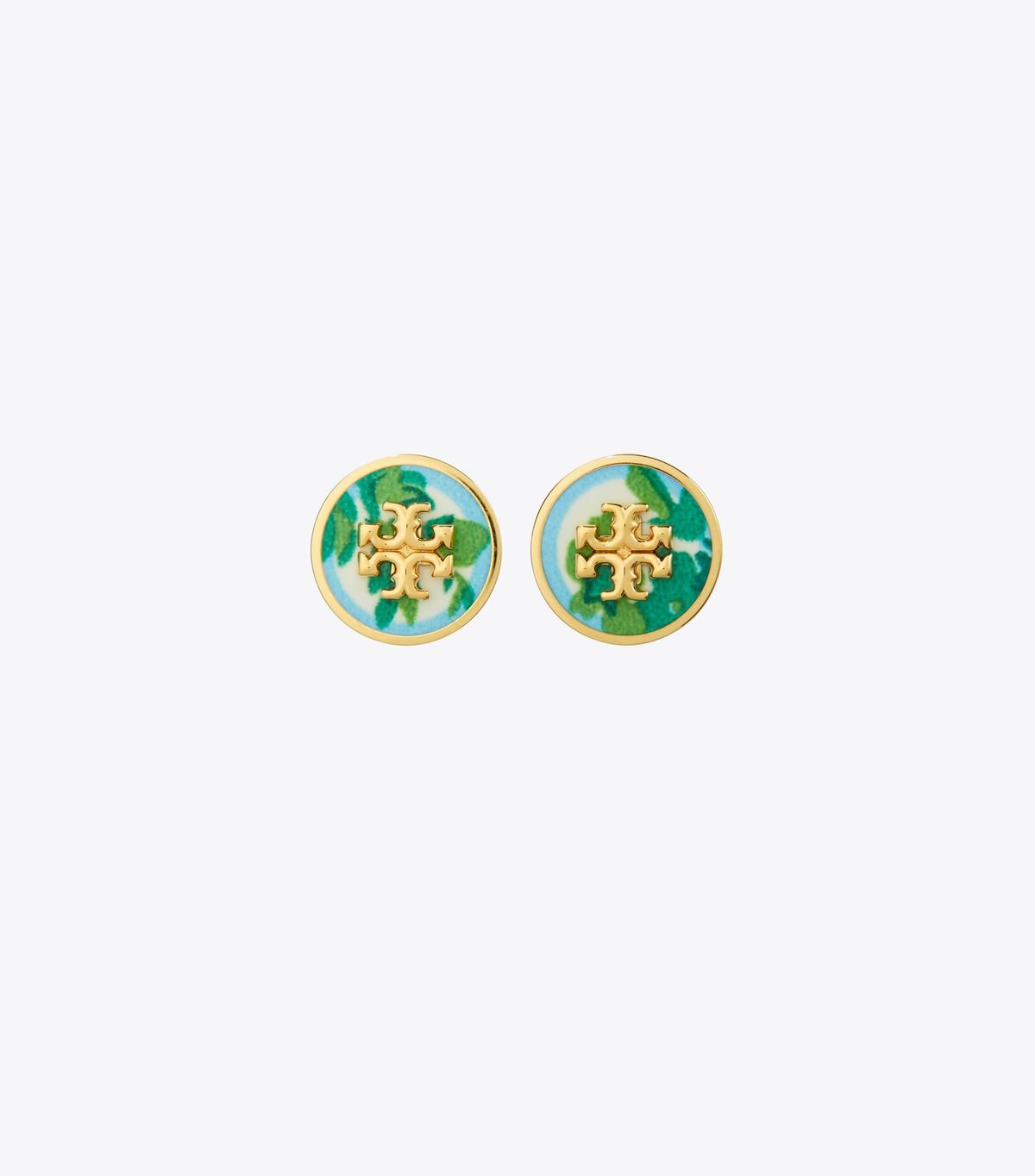 Women's Tory Burch Kira Enamel Printed Circle-stud Earrings Gold | HTMFRL-725 - Tory Burch Outlet Sale