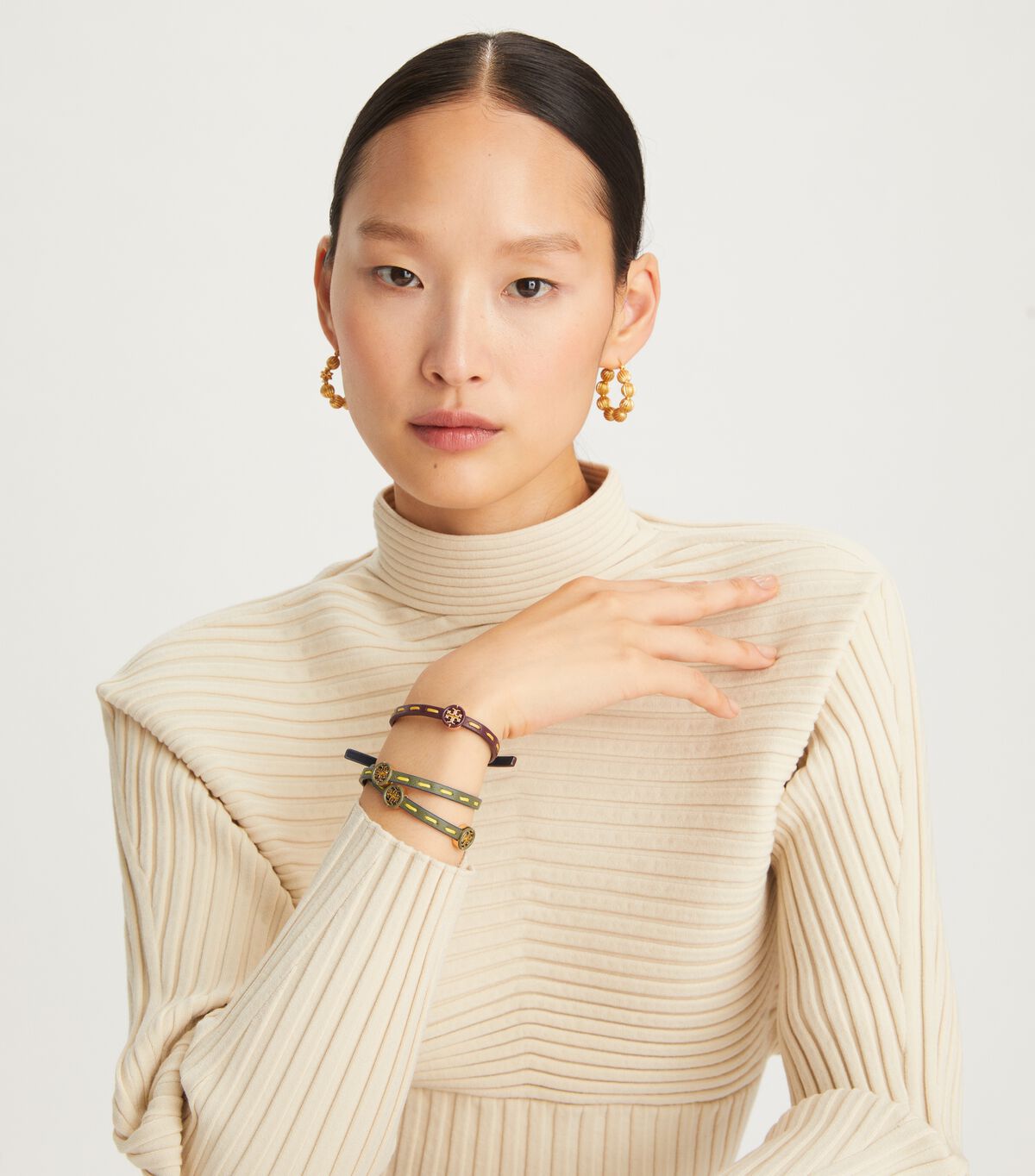 Women's Tory Burch Miller Leather Bracelet Gold / Royal Navy | PGDMOZ-587 - Tory Burch Outlet Sale