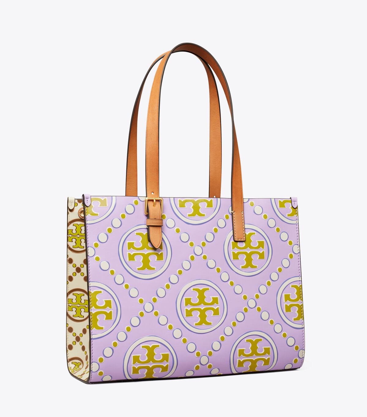 Women's Tory Burch Small T Monogram Contrast Embossed Tote Bags Lavender / White | VMBLJP-814 - Tory Burch Outlet Sale