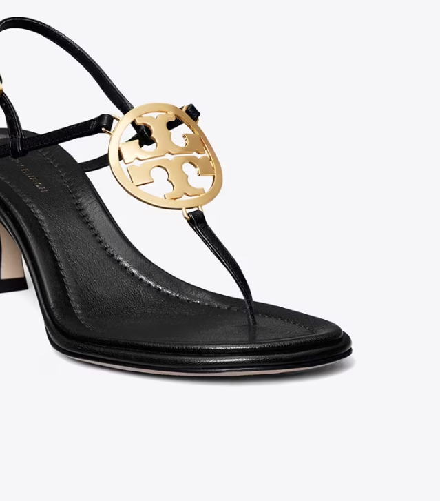 Women's Tory Burch Capri Miller Low Heel Sandal Heels Sandals Black | RXNIWP-125 - Tory Burch Outlet Sale