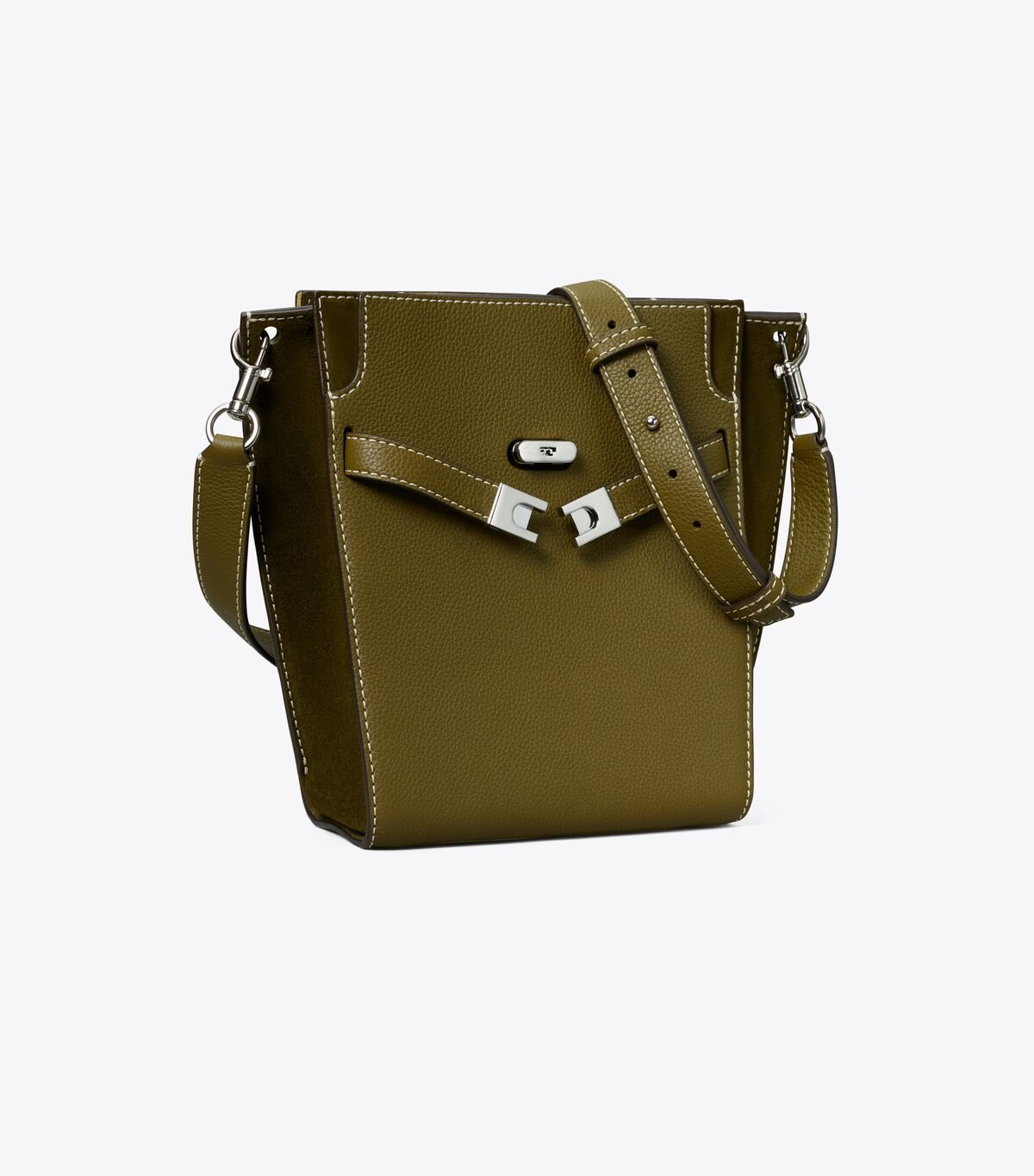 Women's Tory Burch Lee Radziwill Pebbled Double Bucket Bags Olive | OYECJX-785 - Tory Burch Outlet Sale