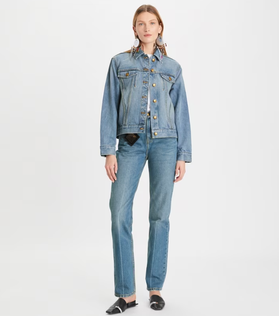 Women's Tory Burch Denim Jackets Azure | FPEHRC-027 - Tory Burch Outlet Sale