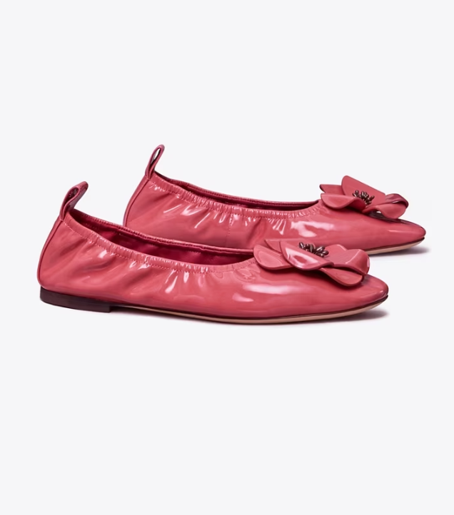 Women's Tory Burch Flower Flat Shoes Pink | LOSDEX-278 - Tory Burch Outlet Sale