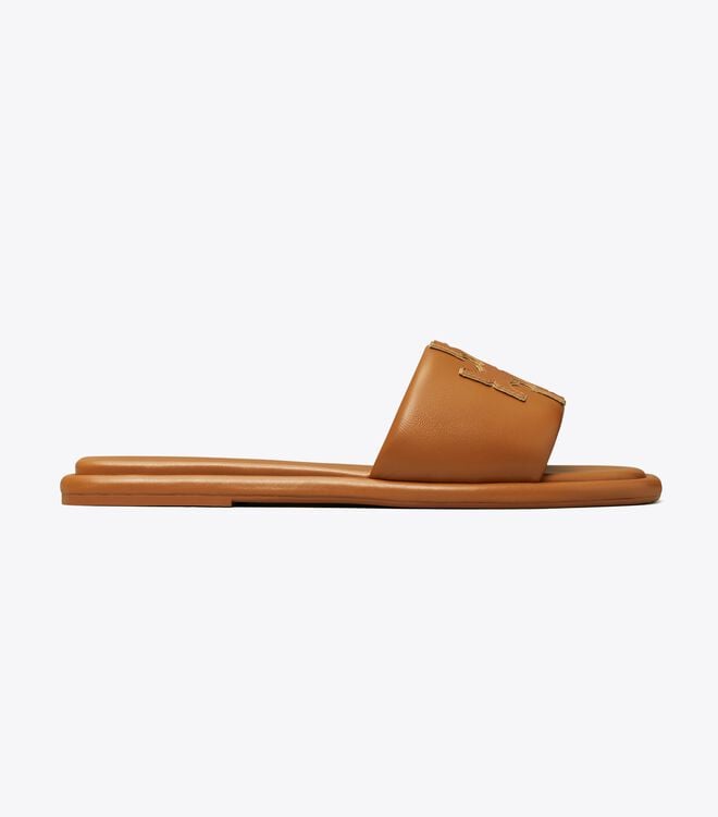 Women's Tory Burch Double T Sport Slides Gold | RKCATW-897 - Tory Burch Outlet Sale