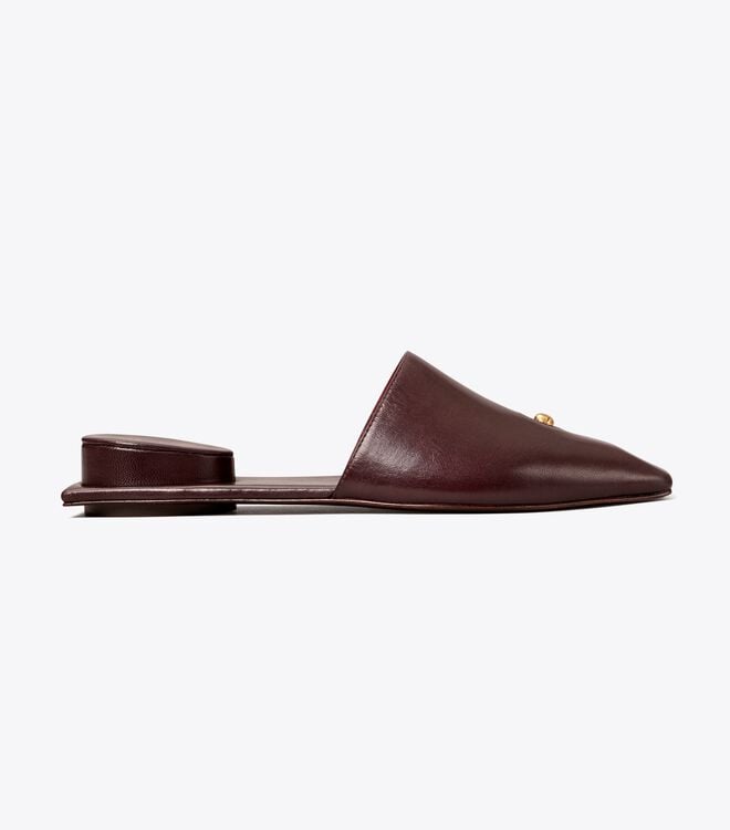 Women's Tory Burch Pierced Mule Loafers Chocolate | HBMLVX-680 - Tory Burch Outlet Sale