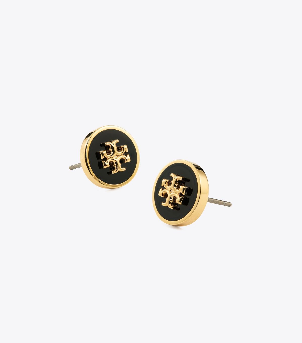 Women's Tory Burch Kira Enamel Circle-stud Earrings Gold / Black | CNIDXO-183 - Tory Burch Outlet Sale