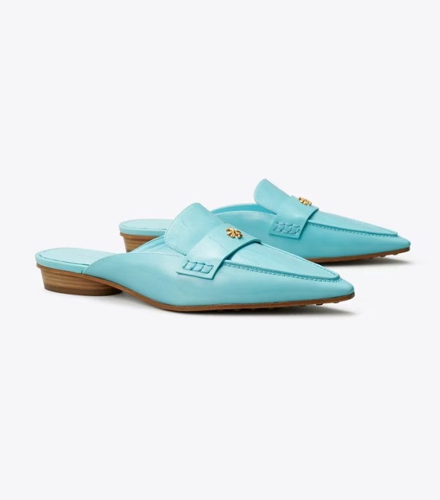Women's Tory Burch Pointed Backless Loafers Light Blue | QOPRAU-916 - Tory Burch Outlet Sale