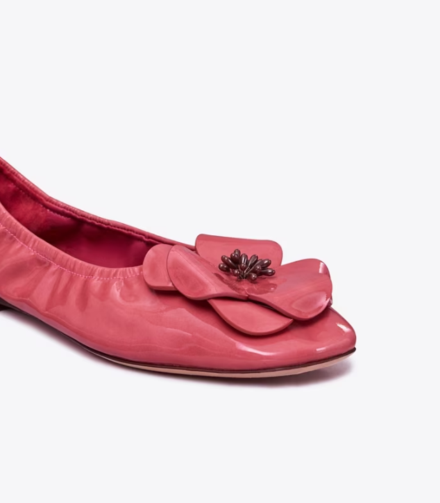 Women's Tory Burch Flower Flat Shoes Pink | LOSDEX-278 - Tory Burch Outlet Sale