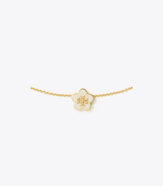 Women's Tory Burch Kira Enamel Flower Pendant Necklace Gold | QTULCR-968 - Tory Burch Outlet Sale