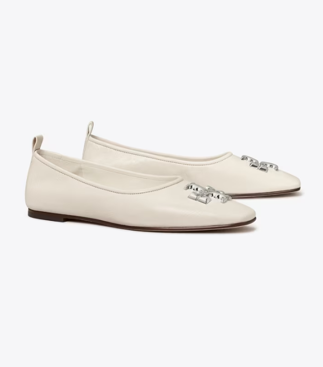 Women's Tory Burch Eleanor Flat Shoes Cream | HWQLCJ-652 - Tory Burch Outlet Sale