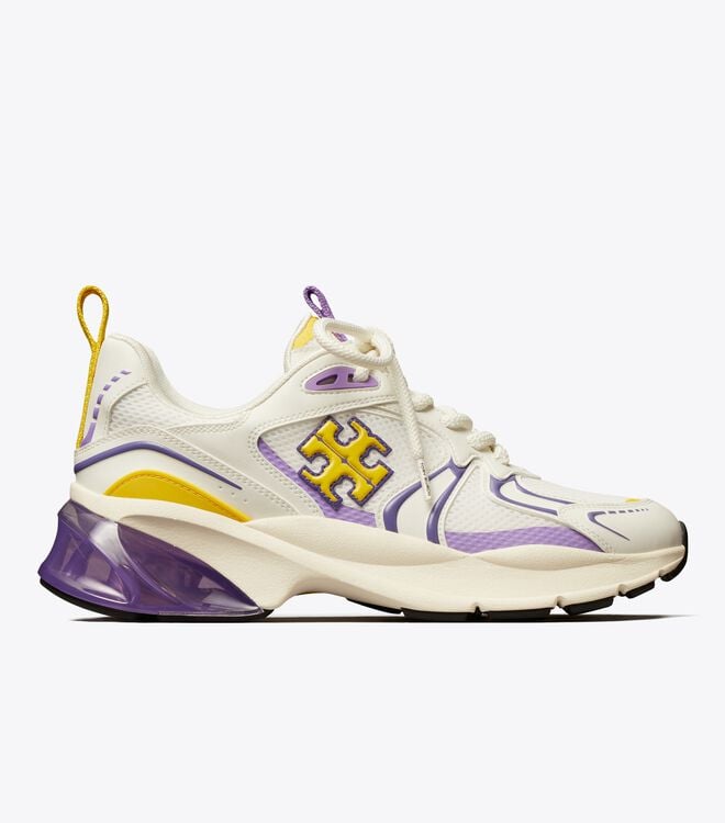 Women's Tory Burch Good Luck Tech Sneakers White / Purple | QNCPDU-983 - Tory Burch Outlet Sale