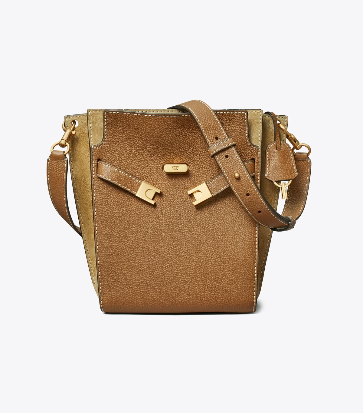 Women's Tory Burch Lee Radziwill Pebbled Double Bucket Bags Brown | ZAPVCR-985 - Tory Burch Outlet Sale