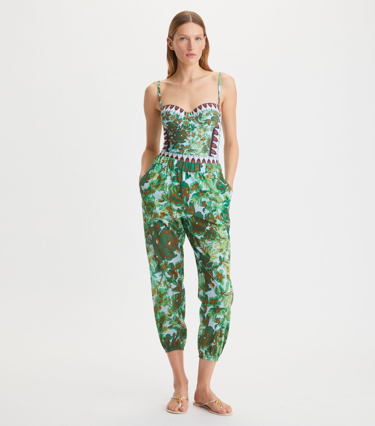 Women's Tory Burch Printed Beach Pants Green | WMOTEJ-961 - Tory Burch Outlet Sale