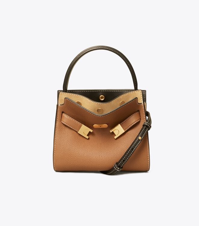 Women's Tory Burch Petite Lee Radziwill Pebbled Crossbody Bags Brown | IYCOMN-869 - Tory Burch Outlet Sale