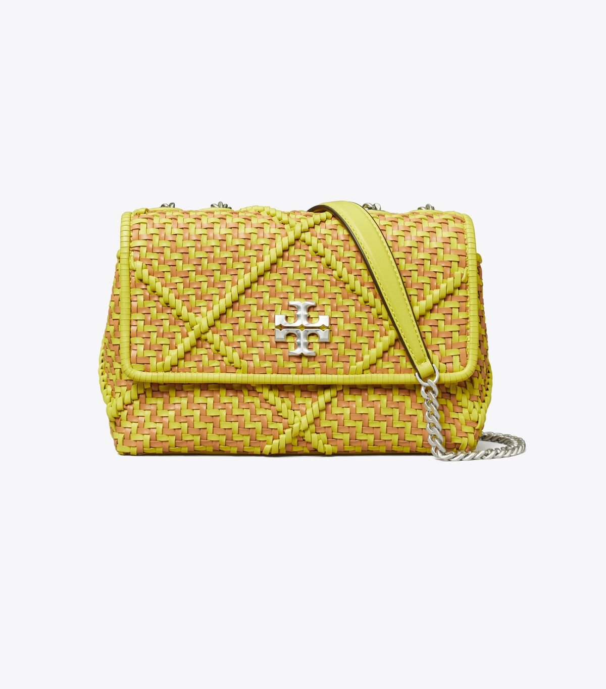 Women's Tory Burch Small Kira Diamond Woven Convertible Shoulder Bags Yellow | ZMPGTE-824 - Tory Burch Outlet Sale