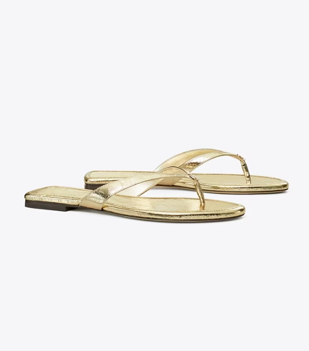 Women's Tory Burch Classic Flip Flops Gold | ZBWAFQ-738 - Tory Burch Outlet Sale