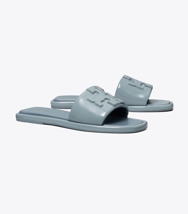 Women's Tory Burch Double T Sport Slides Blue | VXAKTL-765 - Tory Burch Outlet Sale