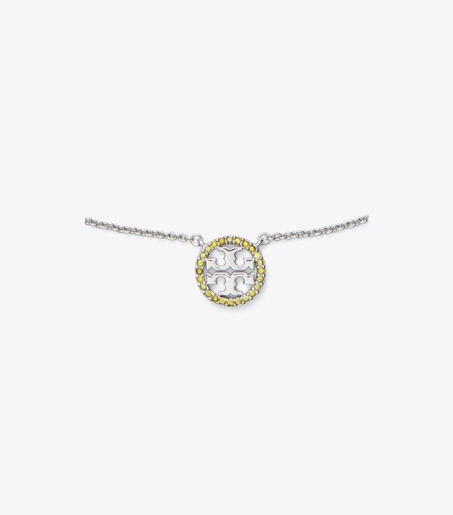 Women's Tory Burch Miller Pavé Logo Delicate Necklace Silver | XGWQAC-142 - Tory Burch Outlet Sale