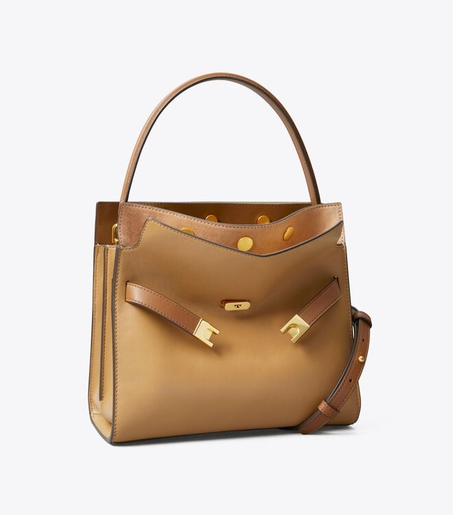 Women's Tory Burch Small Lee Radziwill Satchel Bags Brown | ZPYKBD-042 - Tory Burch Outlet Sale