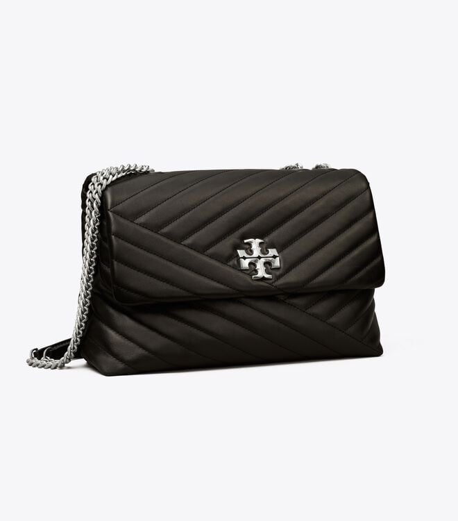 Women's Tory Burch Kira Chevron Convertible Shoulder Bags Black | QLFMGX-689 - Tory Burch Outlet Sale