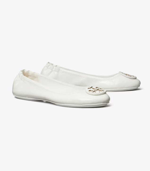 Women's Tory Burch Minnie Travel Flat Shoes White | XCTKIZ-532 - Tory Burch Outlet Sale