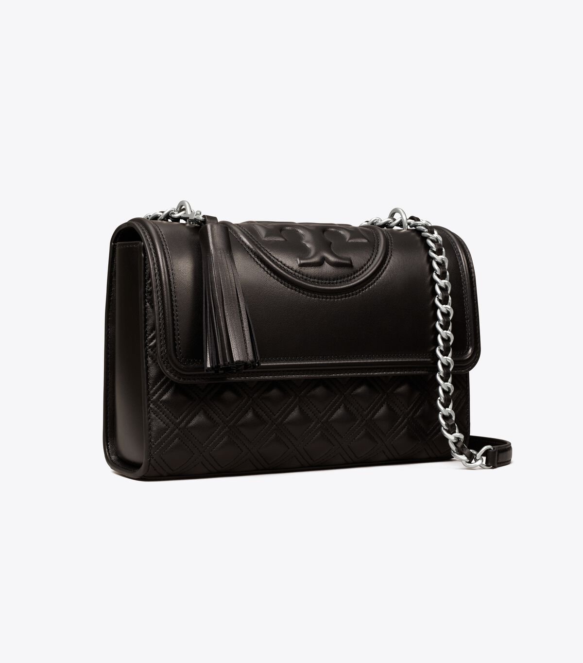 Women's Tory Burch Fleming Convertible Shoulder Bags Black / Silver | TZJMUY-587 - Tory Burch Outlet Sale
