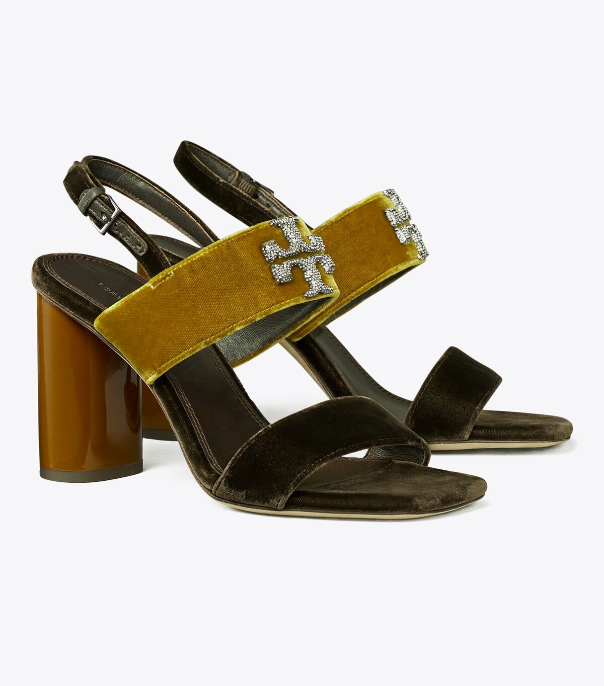 Women's Tory Burch Eleanor Pavé Heels Sandals Olive | TZDAJI-639 - Tory Burch Outlet Sale