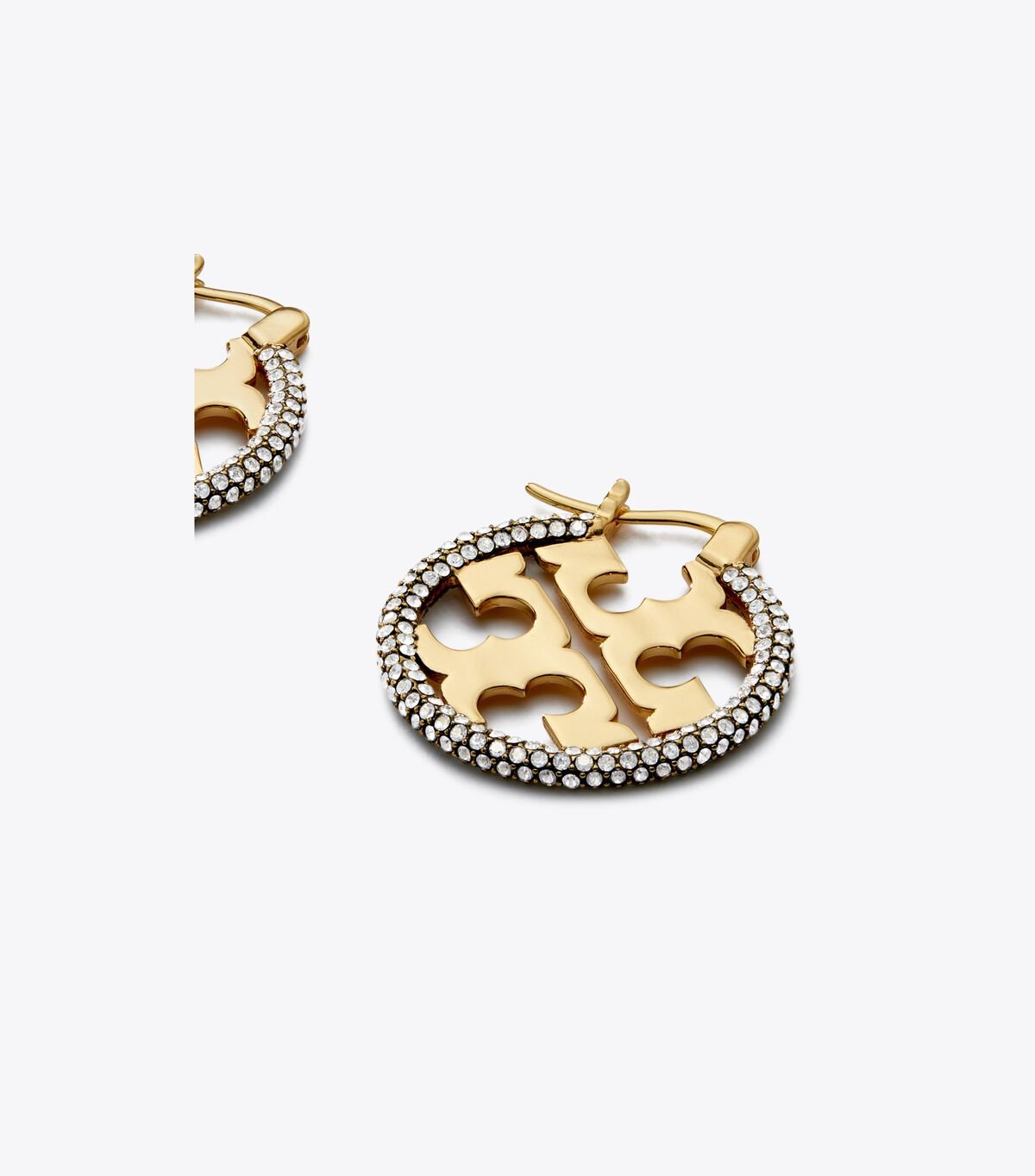 Women's Tory Burch Miller Pavé Hoop Earrings Gold | SKRJIW-237 - Tory Burch Outlet Sale