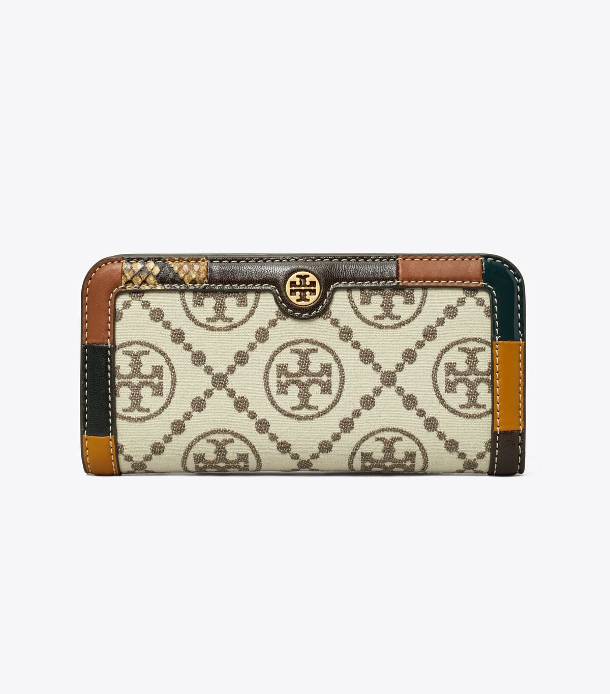 Women's Tory Burch T Monogram Grommet Zip Slim Wallets White | HBDPAM-683 - Tory Burch Outlet Sale