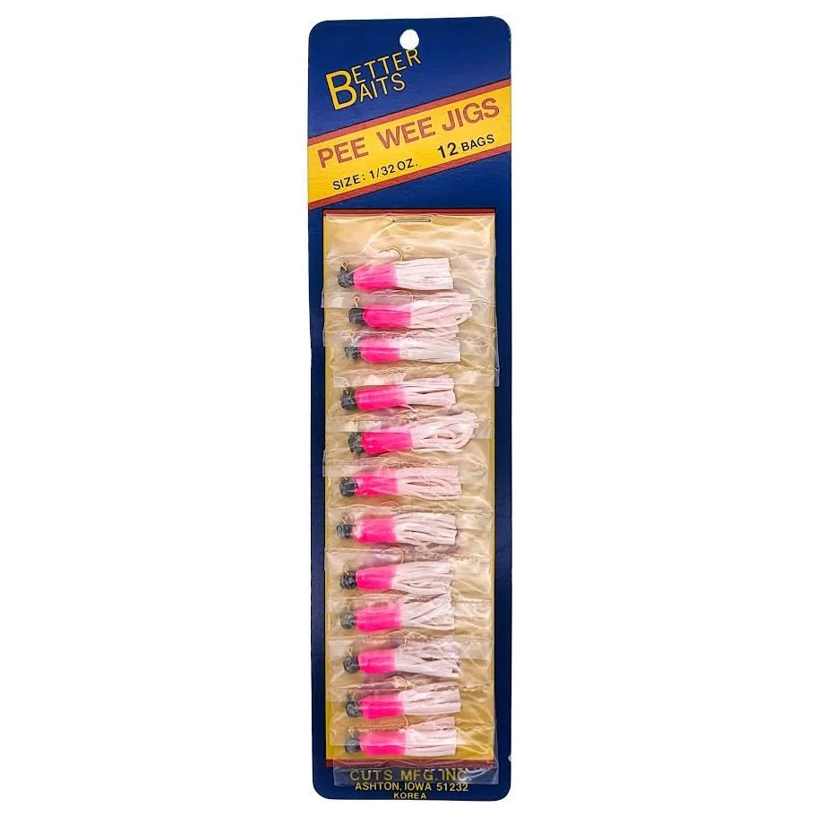 Better Baits Skirted Pee Wee Jig 1/32 Oz Card of 12