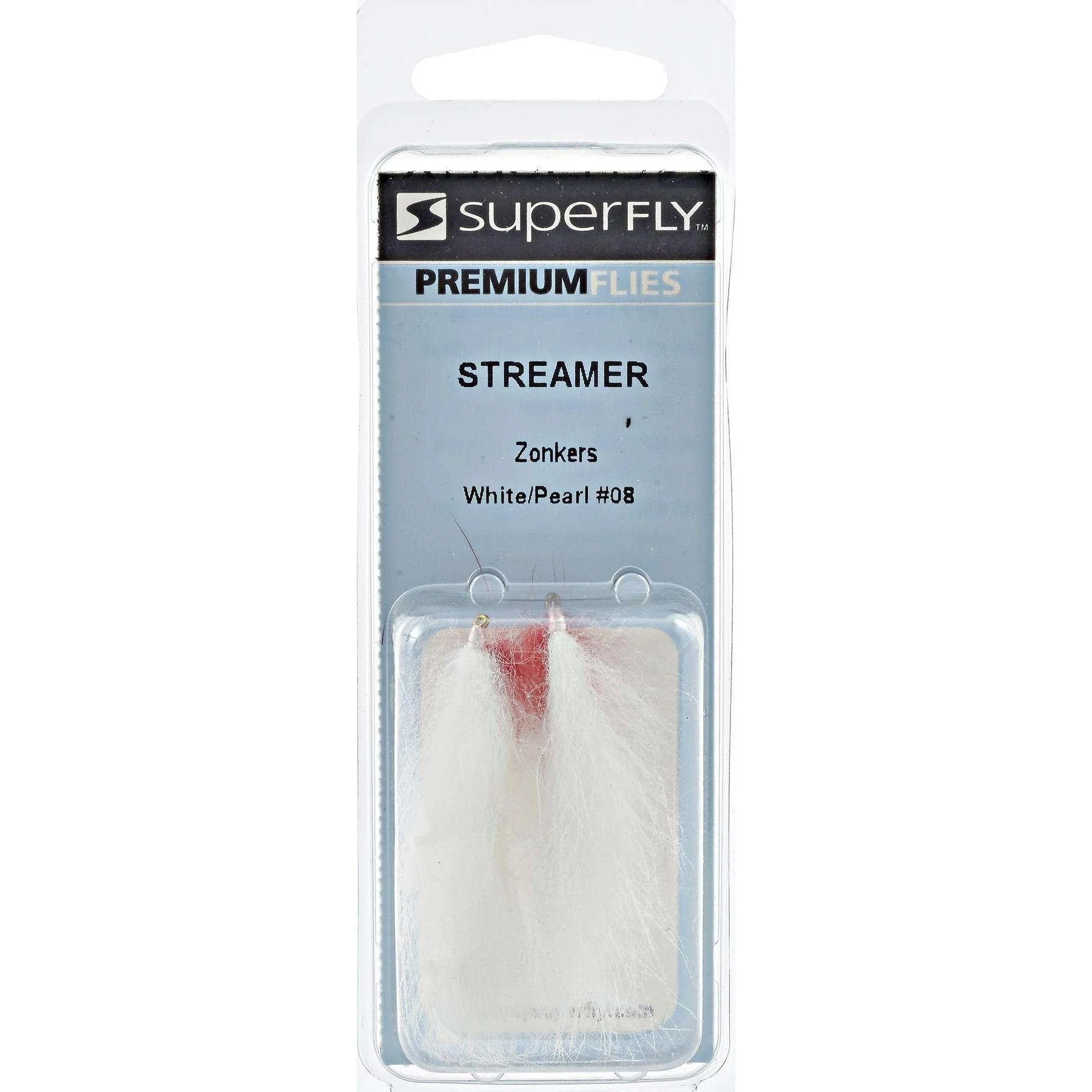 SuperFly Premium Flies Streamer Zonkers White/Pearl/Red #08