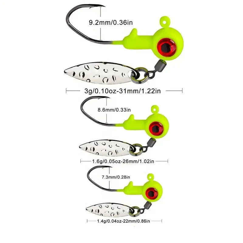 FAS Weedless Jig Heads With Willow Blade 1/16 Oz Qty 5