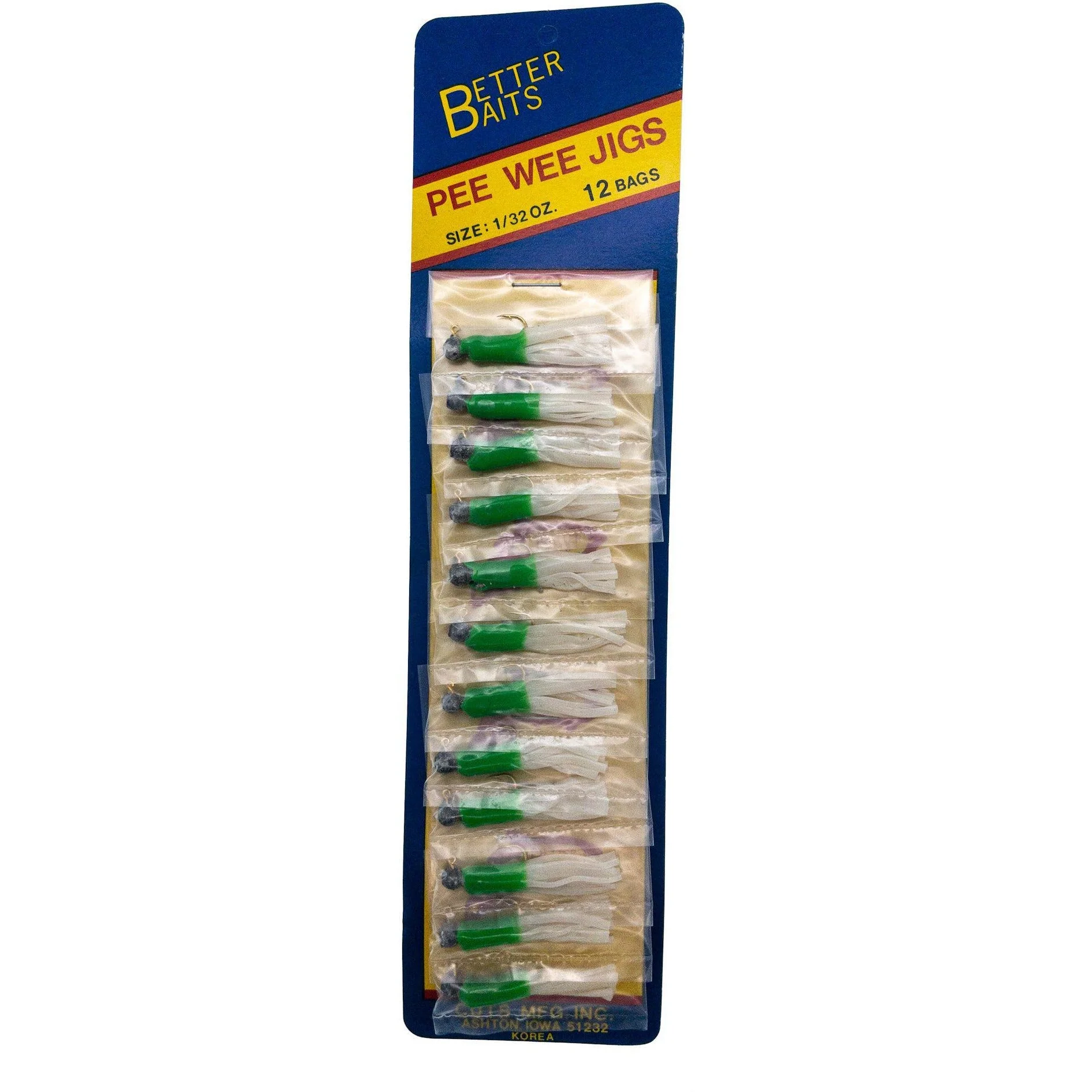 Better Baits Skirted Pee Wee Jig 1/32 Oz Card of 12