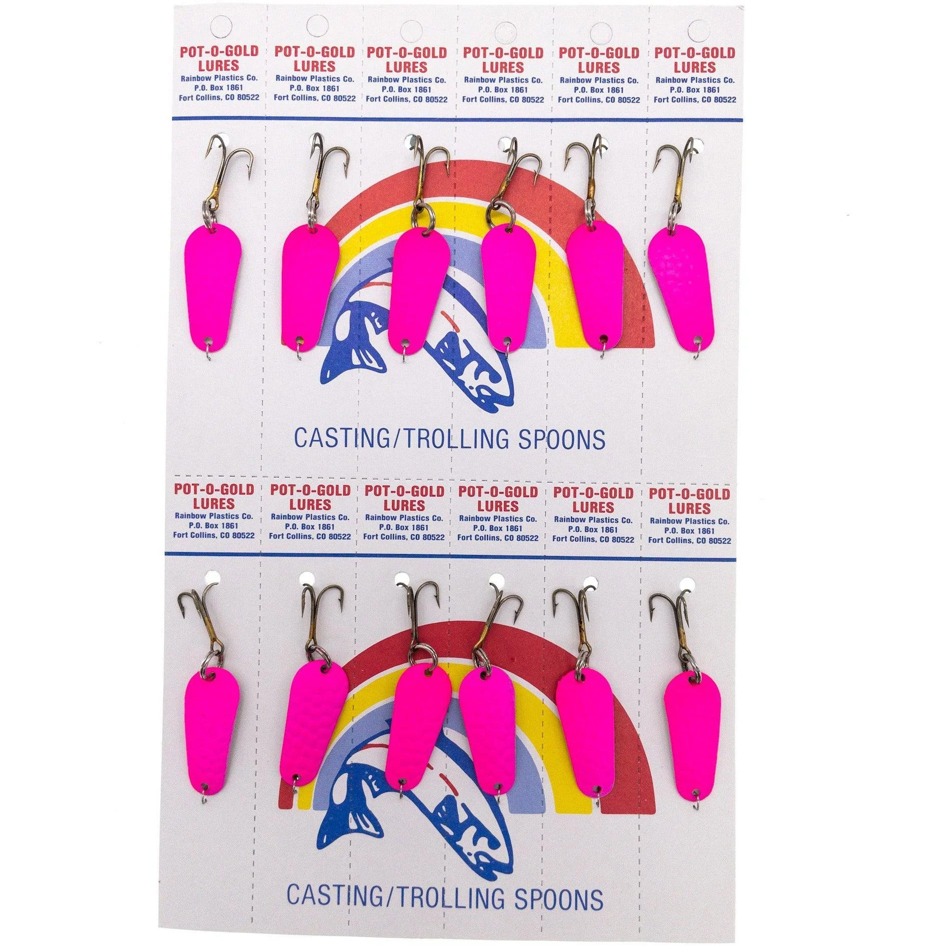 Pot-O-Gold Dan-Dee Casting/Trolling Spoon Pink Pearl-Back Card of 12