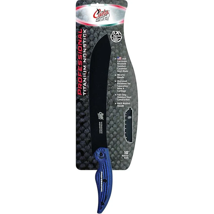 Cuda professional Titanium Non Stick Butcher Breaking Knife With Sheath 10