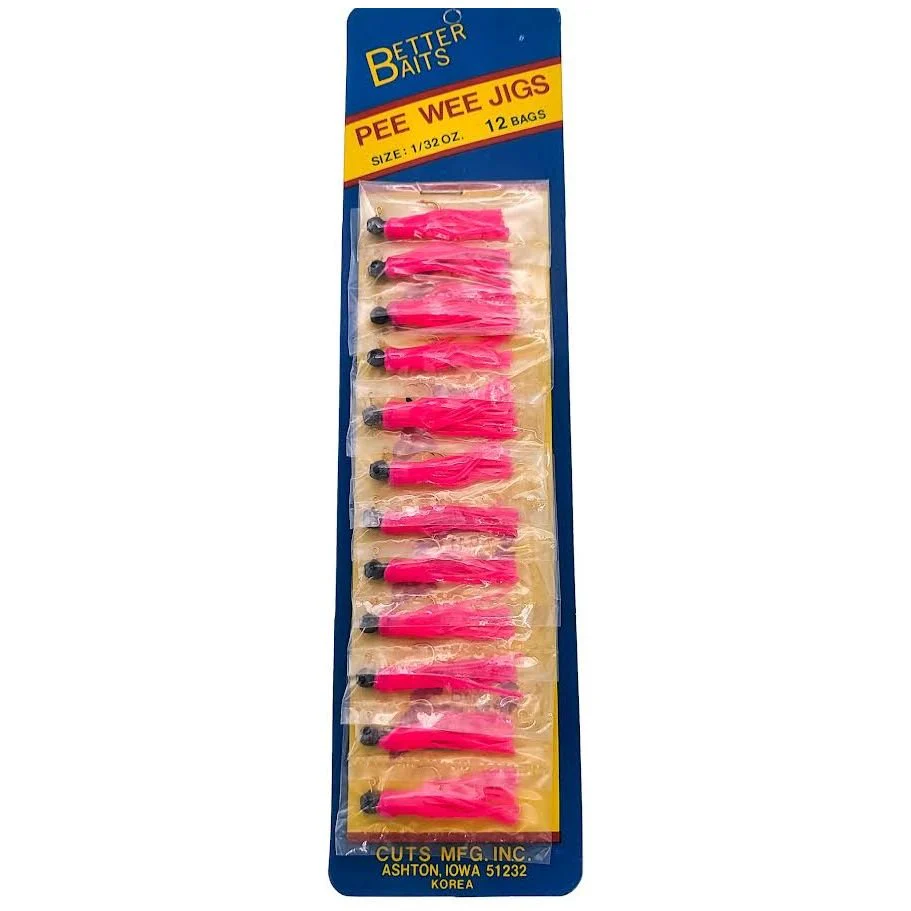 Better Baits Skirted Pee Wee Jig 1/32 Oz Card of 12