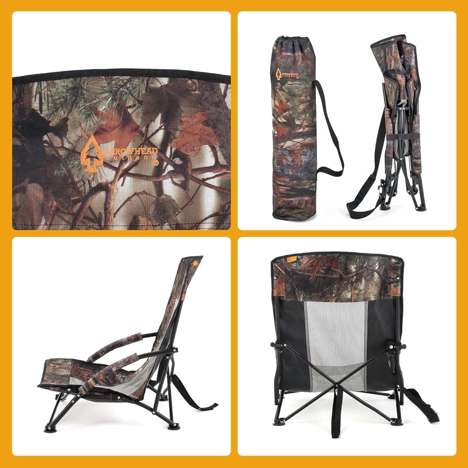 Portable Folding Turkey Hunting Blind Low Profile Chair with Padded Armrest
