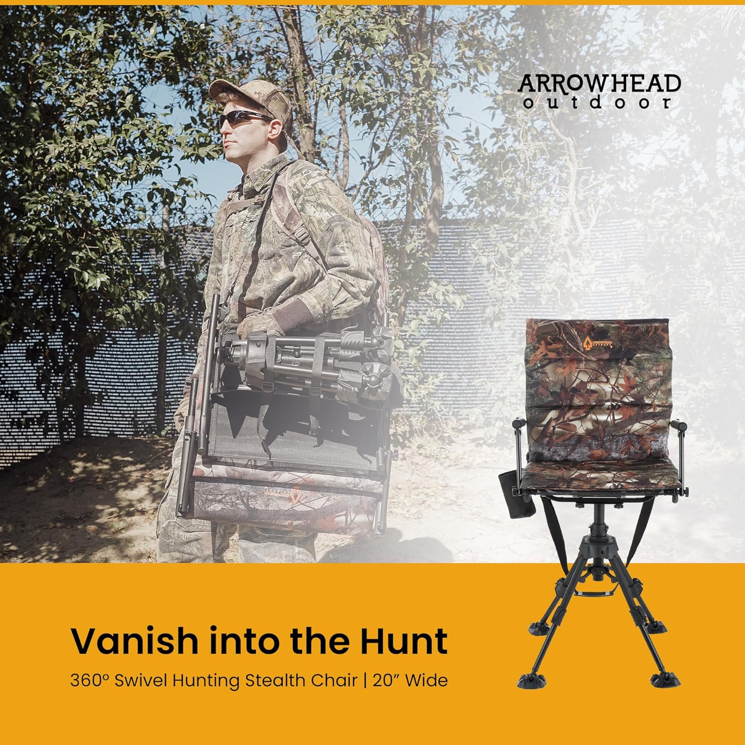 360° Hunting Swivel Blind Chair with Removable Camouflage Seat Pad