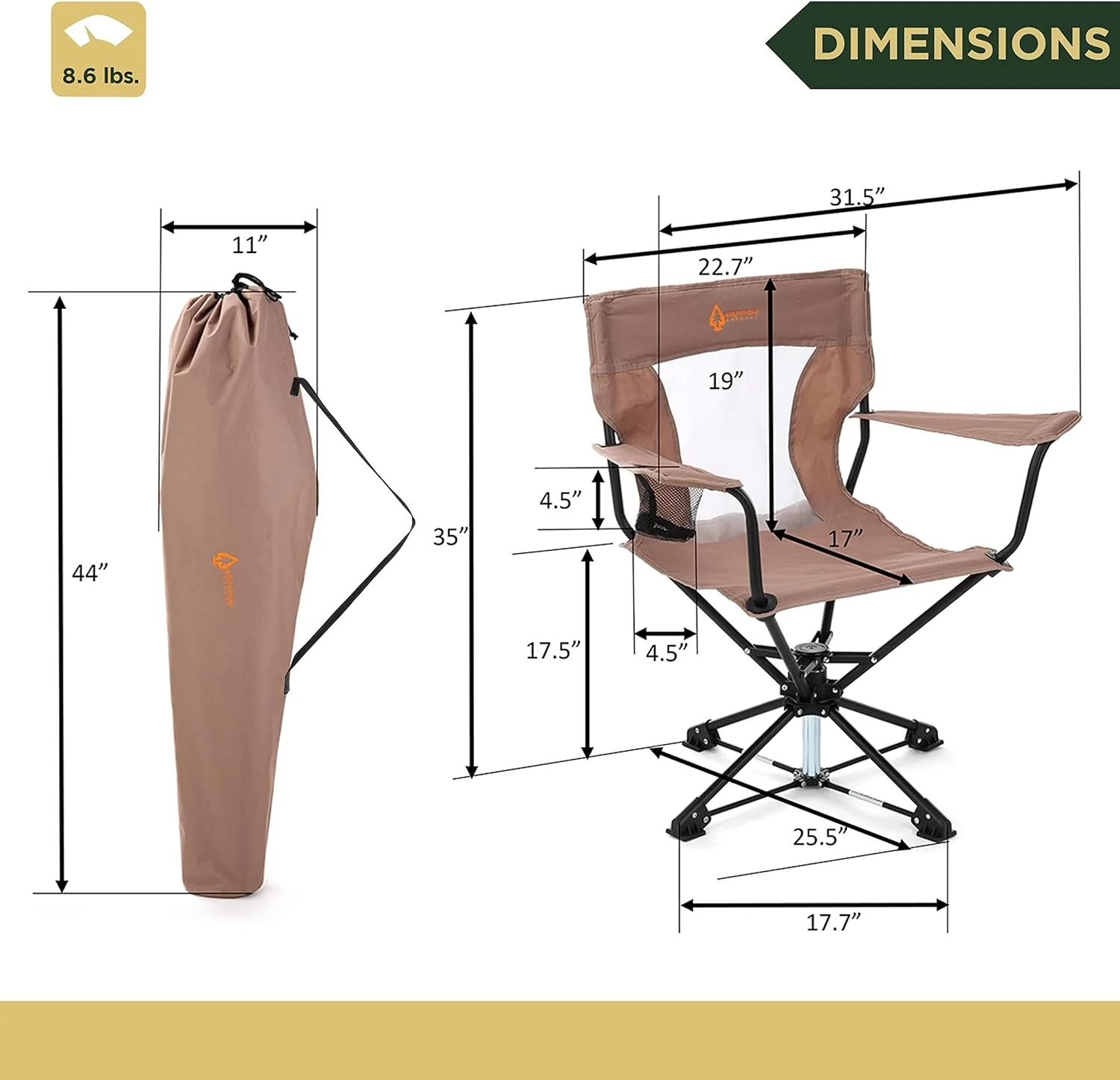 360° Degree Swivel Hunting Chair with Armrests