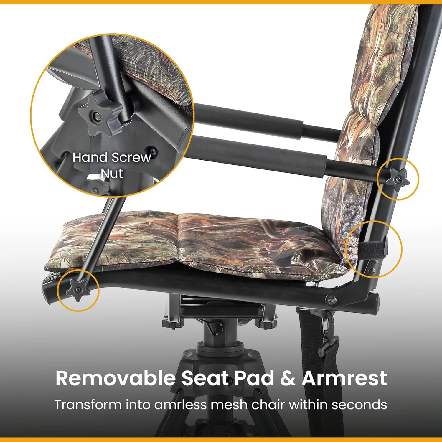 360° Hunting Swivel Blind Chair with Removable Camouflage Seat Pad