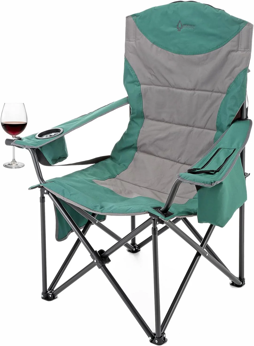 XXL Folding Padded Camping Chair w/Cup & Wine Holder