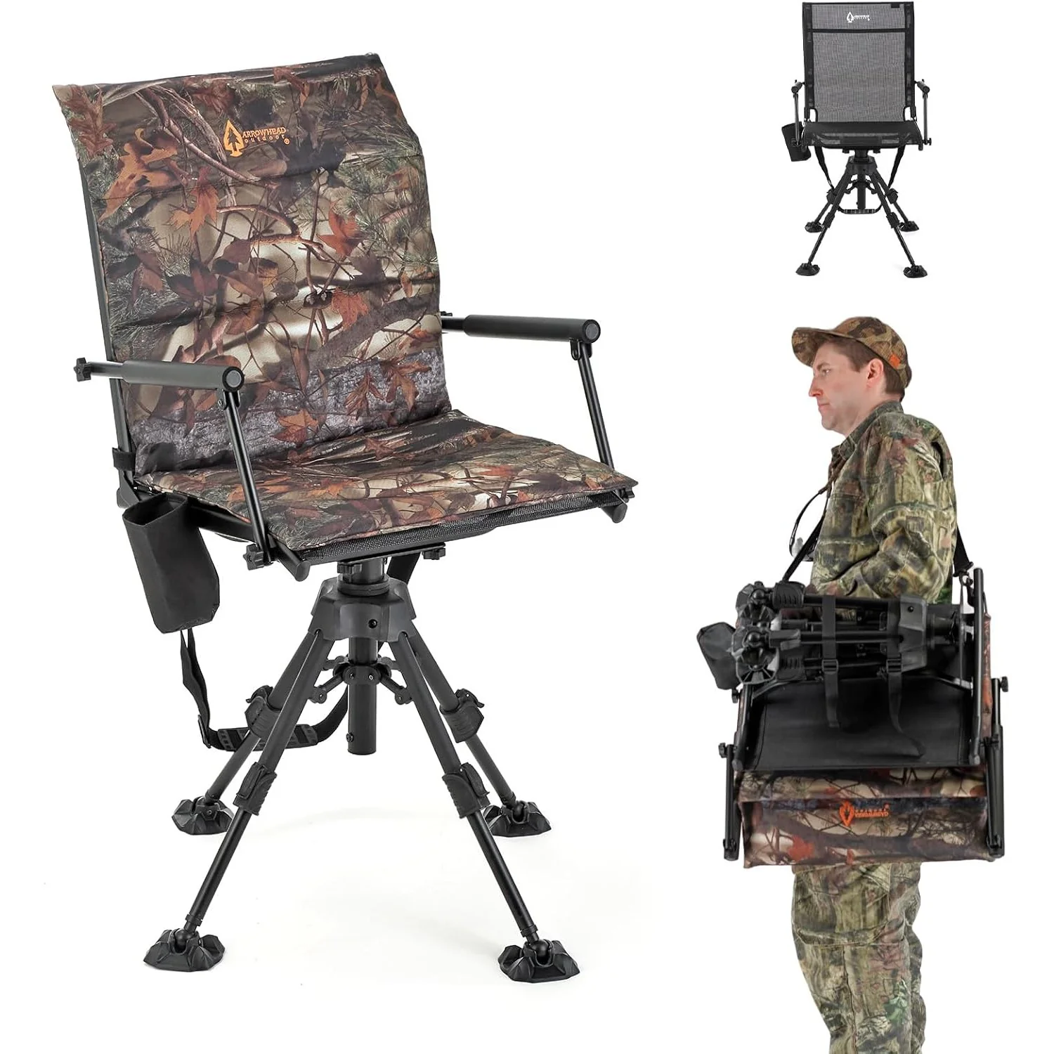 360° Hunting Swivel Blind Chair with Removable Camouflage Seat Pad