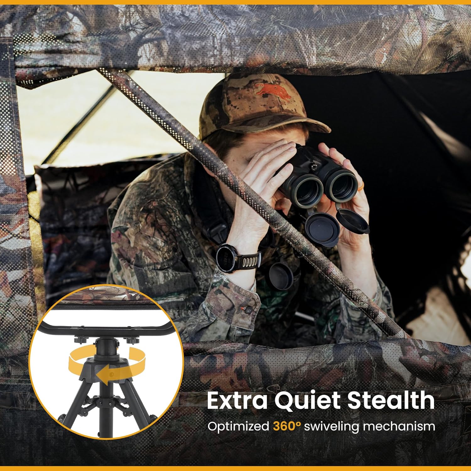 360° Hunting Swivel Blind Chair with Removable Camouflage Seat Pad