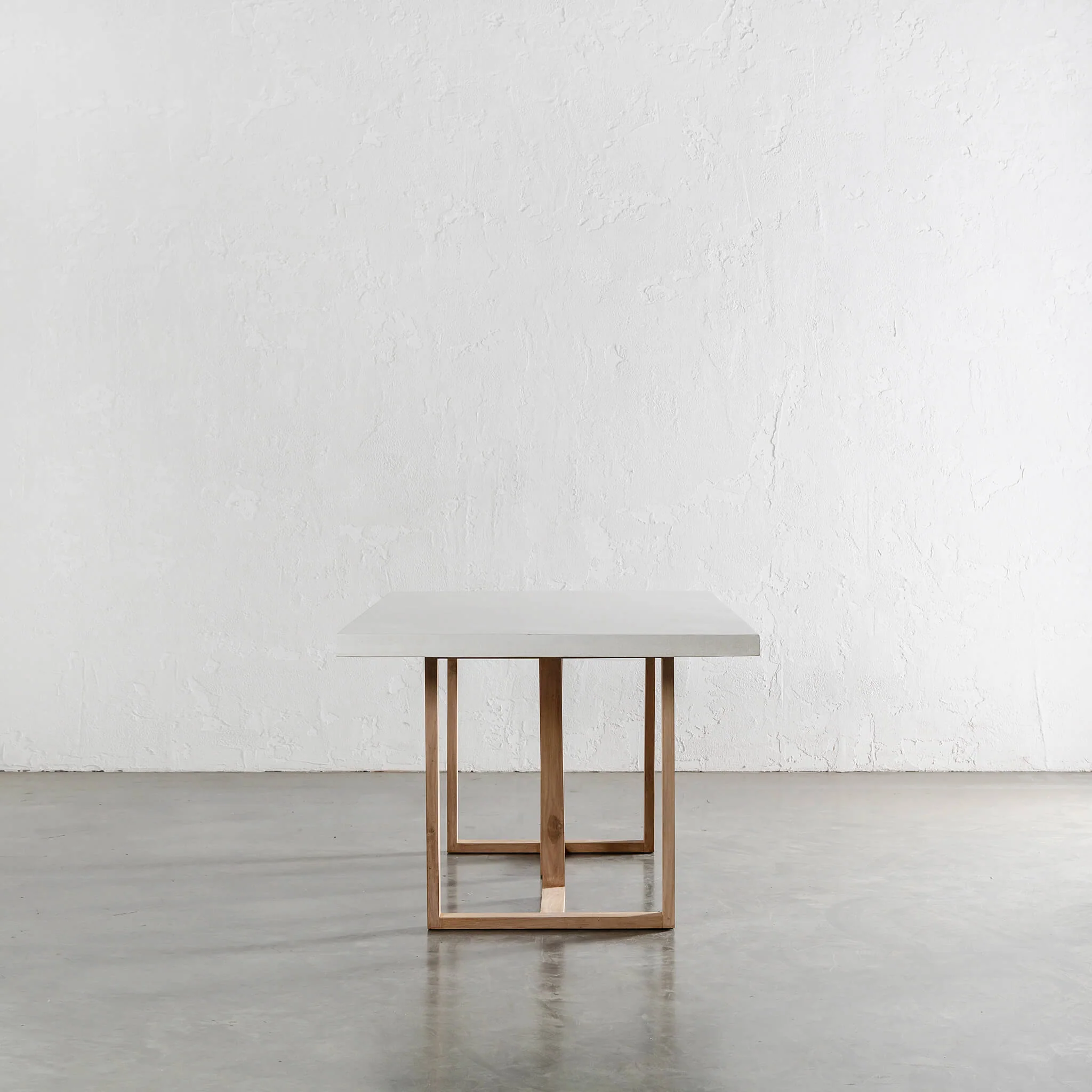 ARIA HALMSTAD DINING TABLE  |  BIANCO CIMENT + TEAK LEGS  |  220CM