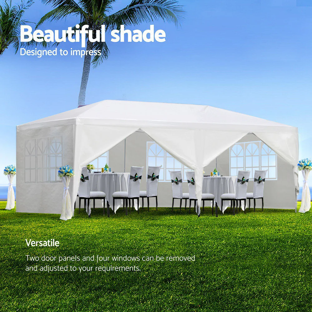 Gazebo Outdoor Marquee Wedding Gazebos Party Tent Camping White 3x6m
