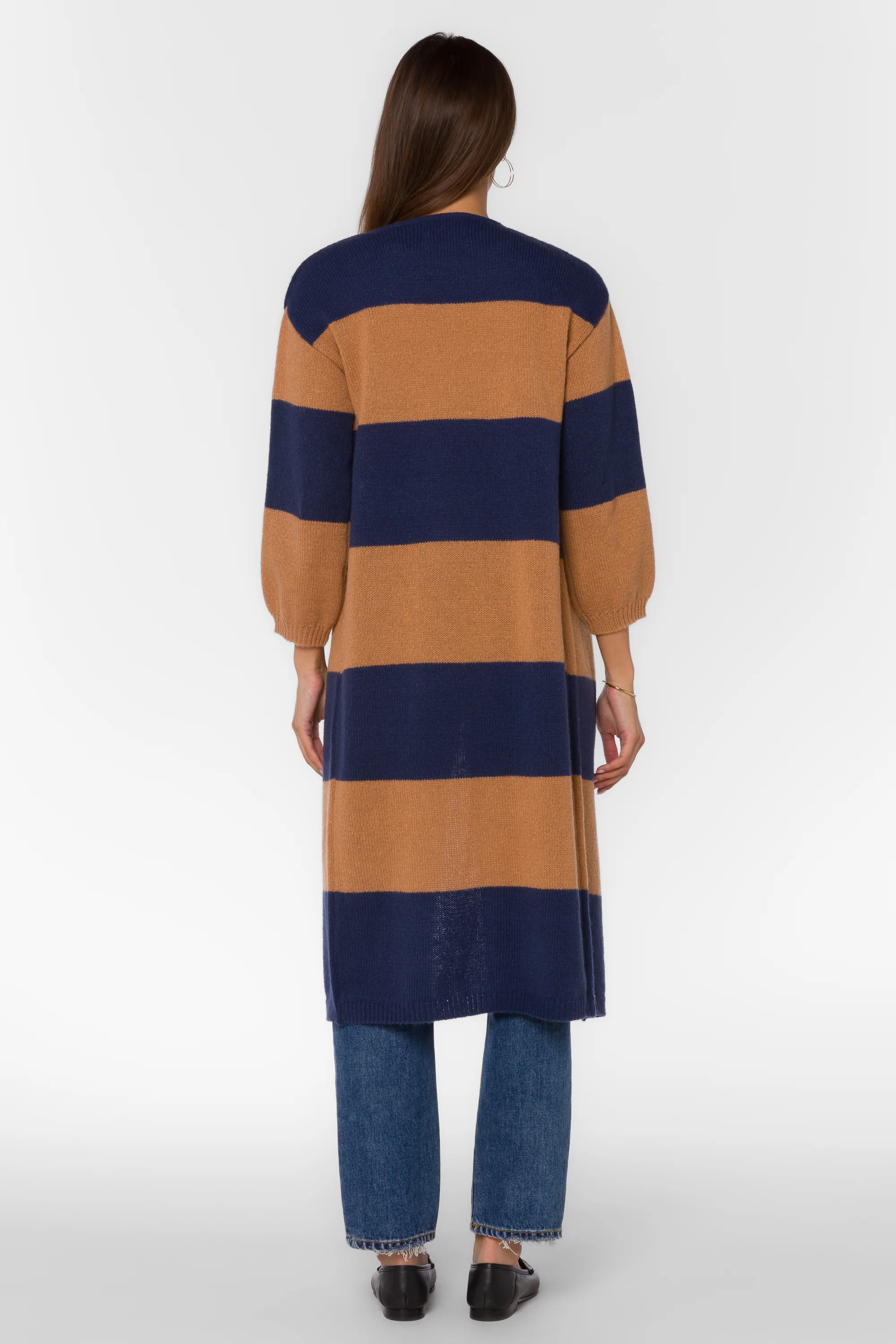 Amina Navy Brown Stripe Cardigan